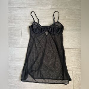 Victoria’s Secret Lace Babydoll 36B Vintage 1999 Black